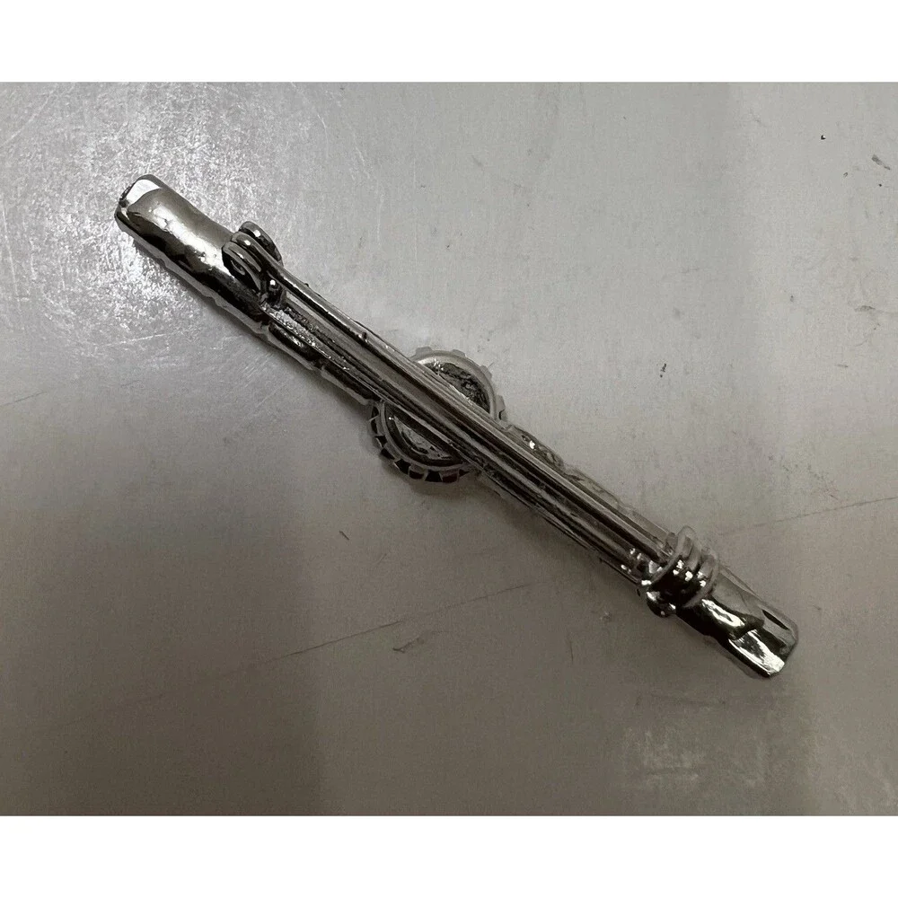 Vintage Rhinestone bar Brooch, silver tone Pin Clasp Claw Set Faceted Stones